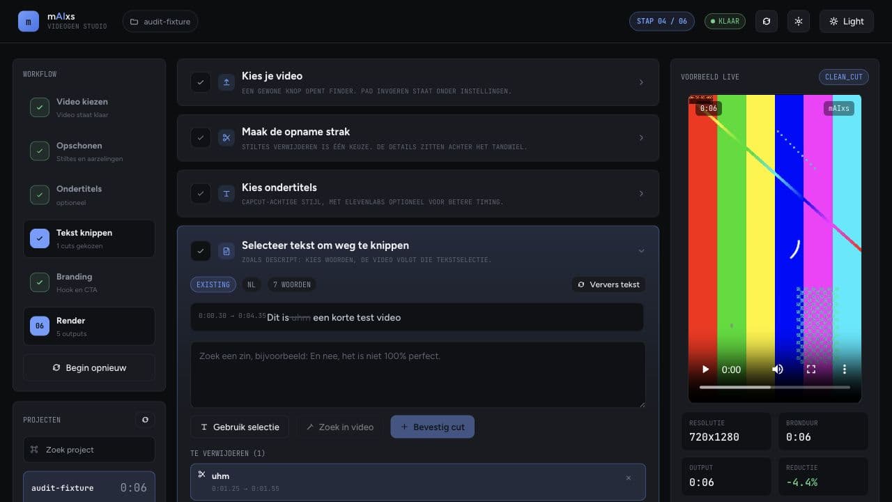 VideoGen Studio waarin je je video samenstelt